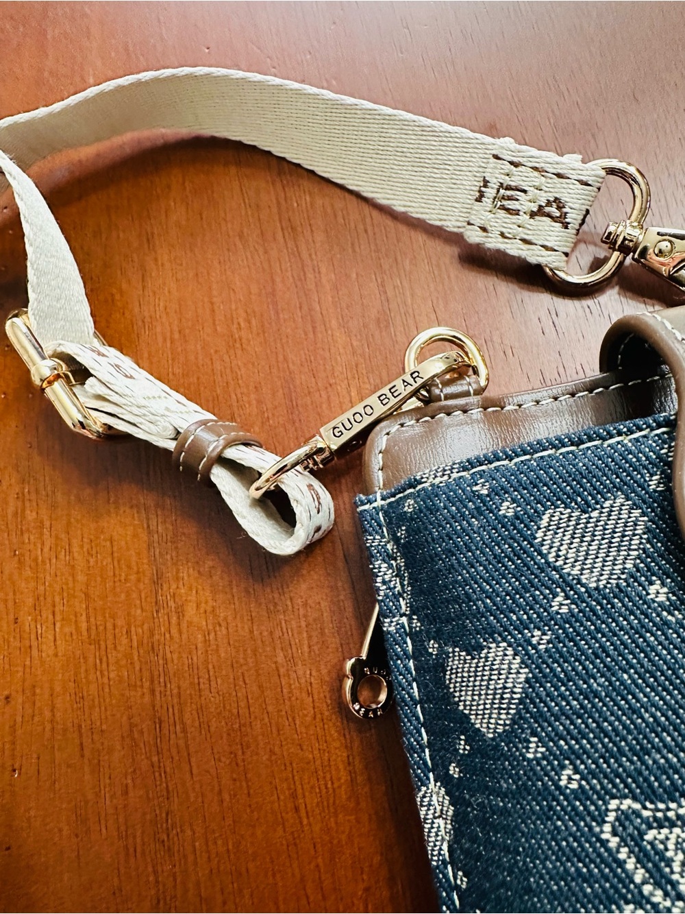 Guoo Bear Navy Phone/Wallet Crossbody with Dust Bag - Picture 4 of 7